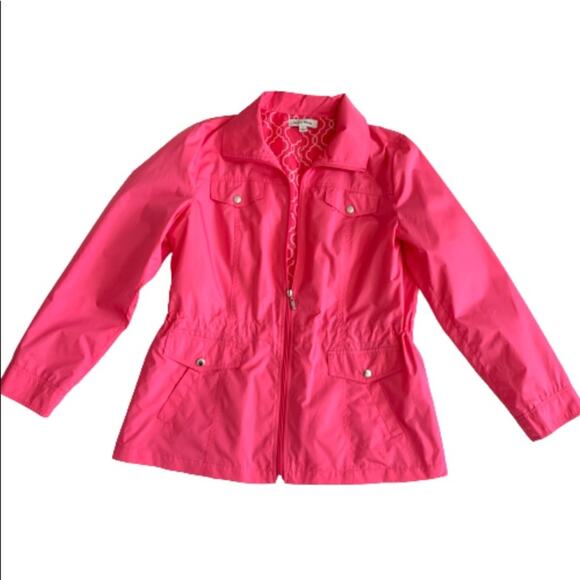 Studio Works Jacket Windbreaker Pink Zipper Front Lightweight Jacket Size Large - Picture 3 of 13